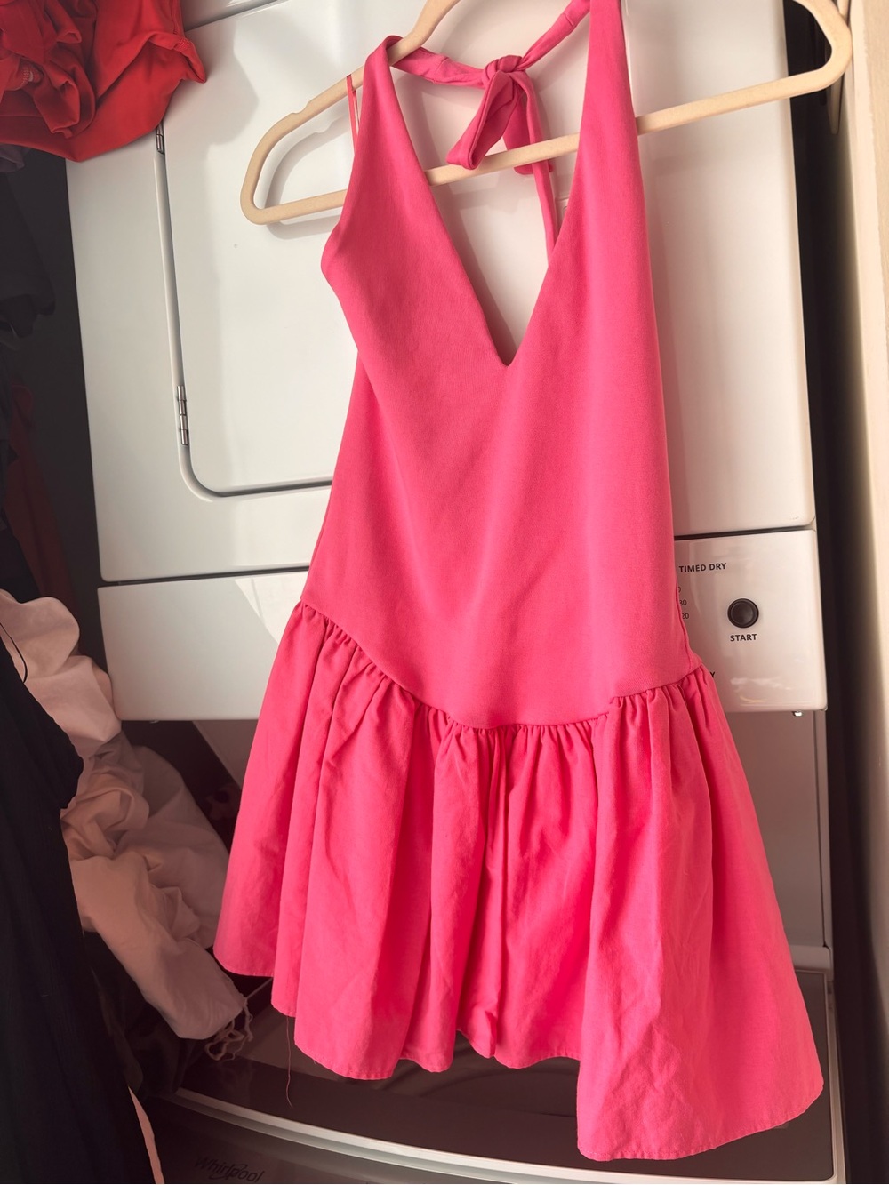 Zara Hot Pink Halter Tie-Back Mini Dress